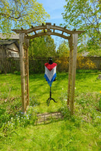 Load image into Gallery viewer, Red, White and Blue Diagonal Crochet Poncho