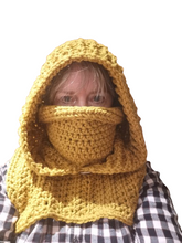Load image into Gallery viewer, Gold Matrixx Hood, Crochet Matrixx Cowl, TikTok Viral Matrixx Cowl, Hooded Cowl