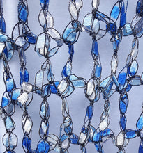 Load image into Gallery viewer, Blue Poncho - Diagonal Crochet Poncho with fringe