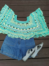 Load image into Gallery viewer, Handmade Crochet Lacy Poncho, Seaside Cape, Plus Size Cover Up