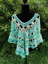Load image into Gallery viewer, Handmade Crochet Lacy Poncho, Seaside Cape, Plus Size Cover Up