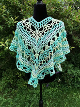 Load image into Gallery viewer, Handmade Crochet Lacy Poncho, Seaside Cape, Plus Size Cover Up