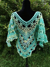 Load image into Gallery viewer, Handmade Crochet Lacy Poncho, Seaside Cape, Plus Size Cover Up