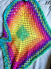 Load image into Gallery viewer, Crochet Baby Blanket & Hat Set, Rainbow Stroller Blanket, Handmade