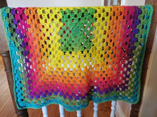 Load image into Gallery viewer, Crochet Baby Blanket & Hat Set, Rainbow Stroller Blanket, Handmade