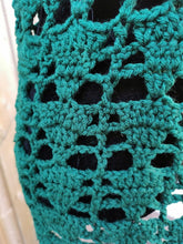 Load image into Gallery viewer, Lacy Forest Green Crochet Vest, Handmade Acrylic Open Lace