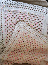 Load image into Gallery viewer, Handmade Crochet Baby Blanket and Hat Set, White Pastel Afghan