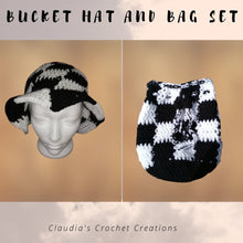 Load image into Gallery viewer, Checkered Crochet Bag & Bucket Hat Set