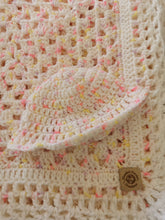Load image into Gallery viewer, Handmade Crochet Baby Blanket and Hat Set, White Pastel Afghan