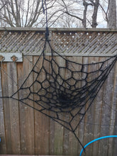 Load image into Gallery viewer, Furry Crocheted Spider Web: 6ft Halloween Decor