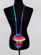 Load image into Gallery viewer, Crochet Mushroom Pouch, Black & Neon Rainbow, eReader Pouch