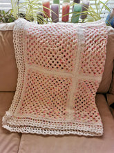 Load image into Gallery viewer, Handmade Crochet Baby Blanket and Hat Set, White Pastel Afghan