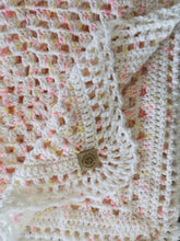 Load image into Gallery viewer, Handmade Crochet Baby Blanket and Hat Set, White Pastel Afghan