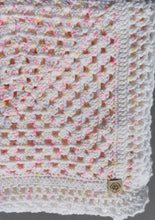 Load image into Gallery viewer, Handmade Crochet Baby Blanket and Hat Set, White Pastel Afghan