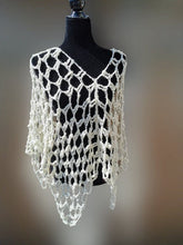 Load image into Gallery viewer, Mesh Crochet Poncho, Vintage White yarn Fishnet Top