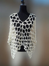 Load image into Gallery viewer, Mesh Crochet Poncho, Vintage White yarn Fishnet Top