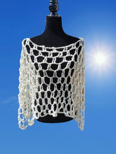 Load image into Gallery viewer, Mesh Crochet Poncho, Vintage White yarn Fishnet Top