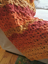 Load image into Gallery viewer, Handmade Orange Ombre Throw Blanket, Plush Acrylic Comfort
