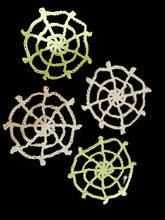 Load image into Gallery viewer, Glow in the Dark Crochet Spider Web Coaster Set, Spooky Decor