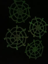Load image into Gallery viewer, Glow in the Dark Crochet Spider Web Coaster Set, Spooky Decor