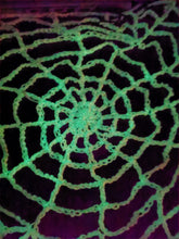 Load image into Gallery viewer, Crochet Glow in the Dark Spider Web – Halloween Decoration (44" Wide)