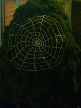 Load image into Gallery viewer, Crochet Glow in the Dark Spider Web – Halloween Decoration (44" Wide)