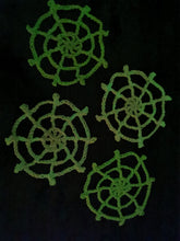 Load image into Gallery viewer, Glow in the Dark Crochet Spider Web Coaster Set, Spooky Decor