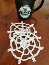 Load image into Gallery viewer, Glow in the Dark Crochet Spider Web Coaster Set, Spooky Decor