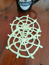 Load image into Gallery viewer, Glow in the Dark Crochet Spider Web Coaster Set, Spooky Decor