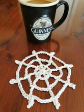 Load image into Gallery viewer, Glow in the Dark Crochet Spider Web Coaster Set, Spooky Decor