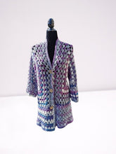 Load image into Gallery viewer, Granny Square Crochet Cardigan in Variegated Purple Grey Acrylic