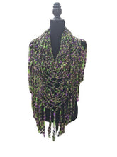Load image into Gallery viewer, Crochet Ribbon Cape, Metallic Fringe Poncho