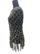 Load image into Gallery viewer, Crochet Ribbon Cape, Metallic Fringe Poncho