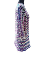 Load image into Gallery viewer, Granny Square Crochet Cardigan in Variegated Purple Grey Acrylic