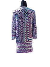 Load image into Gallery viewer, Granny Square Crochet Cardigan in Variegated Purple Grey Acrylic