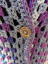Load image into Gallery viewer, Granny Square Crochet Cardigan in Variegated Purple Grey Acrylic