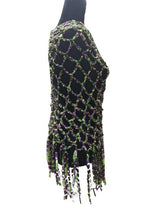 Load image into Gallery viewer, Crochet Ribbon Cape, Metallic Fringe Poncho