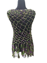 Load image into Gallery viewer, Crochet Ribbon Cape, Metallic Fringe Poncho