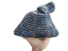 Load image into Gallery viewer, Japanese Knot Bag, Crochet Purse: Metallic Rainbow Mini Evening Purse