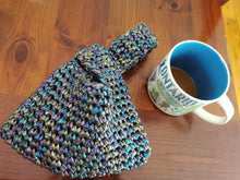Load image into Gallery viewer, Japanese Knot Bag, Crochet Purse: Metallic Rainbow Mini Evening Purse