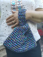 Load image into Gallery viewer, Japanese Knot Bag, Crochet Purse: Metallic Rainbow Mini Evening Purse