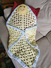 Load image into Gallery viewer, Crochet Sunshine Baby Blanket: Yellow & white/blue Comfort Afghan with gift card