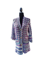 Load image into Gallery viewer, Granny Square Crochet Cardigan in Variegated Purple Grey Acrylic