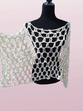 Load image into Gallery viewer, Mesh Crochet Poncho, Vintage White yarn Fishnet Top