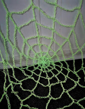 Load image into Gallery viewer, Crochet Glow in the Dark Spider Web – Halloween Decoration (44" Wide)