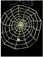 Load image into Gallery viewer, Crochet Glow in the Dark Spider Web – Halloween Decoration (44" Wide)