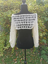 Load image into Gallery viewer, Crochet Mesh Shrug, Vanilla Long Sleeve Bolero, S-XL