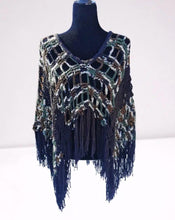 Load image into Gallery viewer, Fringe Camo Poncho, Block Pattern