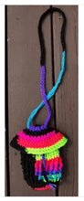 Load image into Gallery viewer, Crochet Mushroom Pouch, Black & Neon Rainbow, eReader Pouch