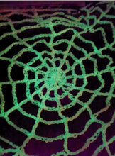 Load image into Gallery viewer, Crochet Glow in the Dark Spider Web – Halloween Decoration (44" Wide)